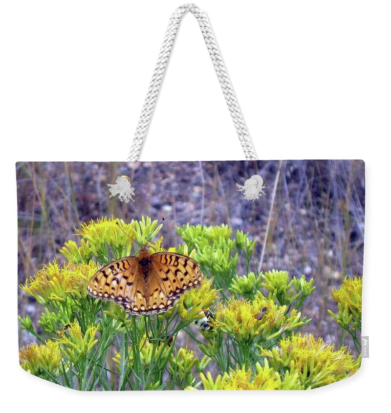 Butterfly Weekender Tote Bag featuring the photograph Zerene Fritillary by Katie Keenan