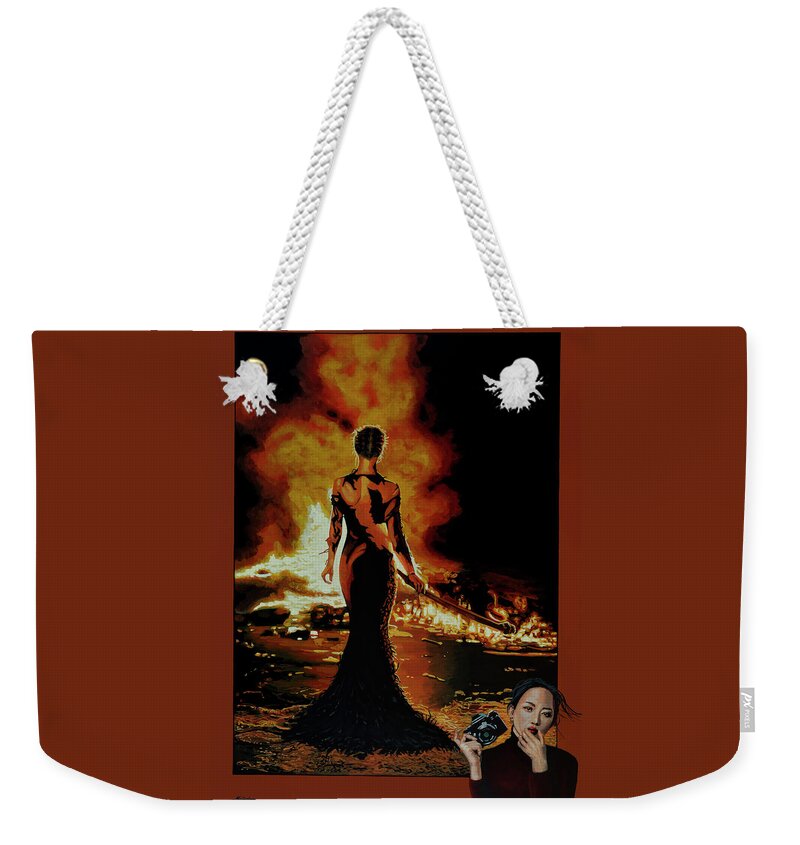 Chinese-born Singaporean Photographer Weekender Tote Bag featuring the painting Zhang Jingna Painting by Paul Meijering
