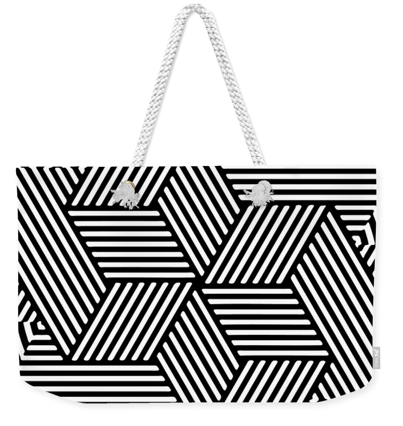Op Art Weekender Tote Bag featuring the mixed media Ziggurat by Gianni Sarcone