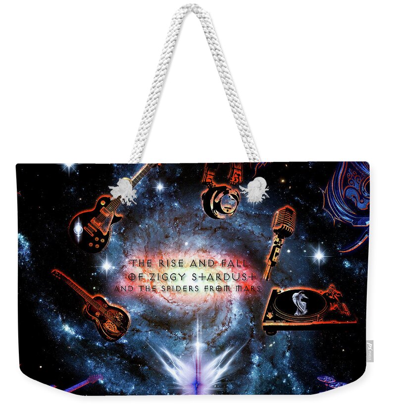 Classic Rock Weekender Tote Bag featuring the digital art Ziggy Stardust by Michael Damiani