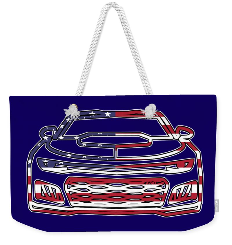Chevy Weekender Tote Bag featuring the digital art ZL1 Camaro Patriot by Darrell Foster