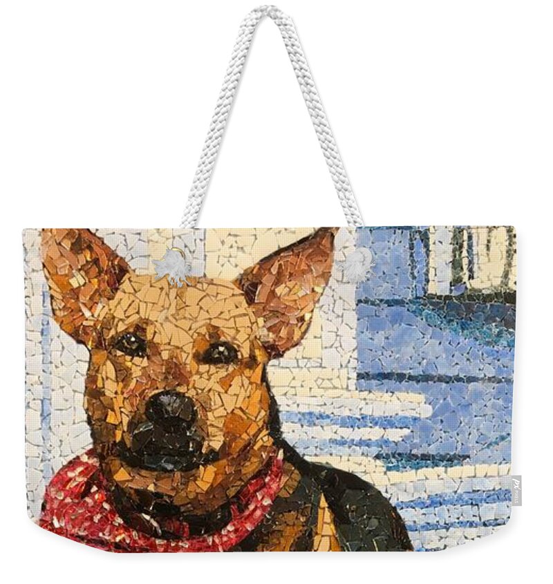 Dog Weekender Tote Bag featuring the mixed media Zoe by Matthew Lazure
