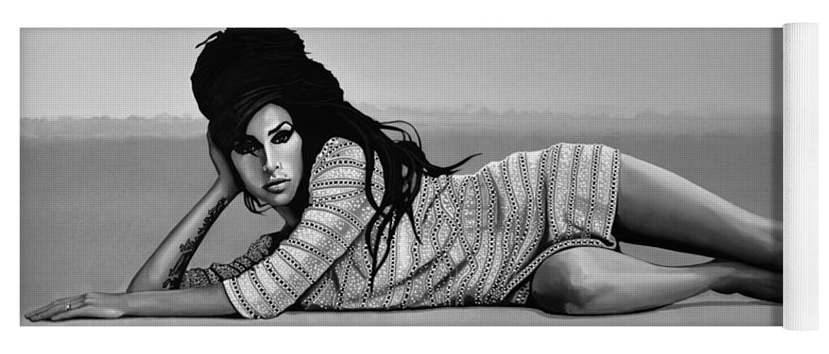 Amy Winehouse Yoga Mat featuring the mixed media Amy Winehouse 2 by Meijering Manupix