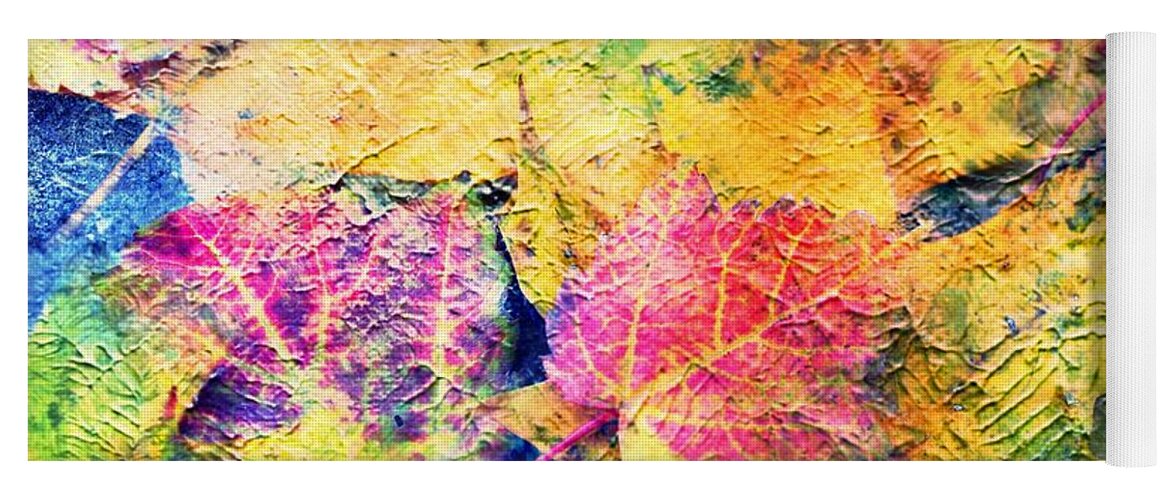 Fall Leaves Yoga Mat featuring the photograph Bright- Colorful Fall Leave Abstract by Judy Palkimas