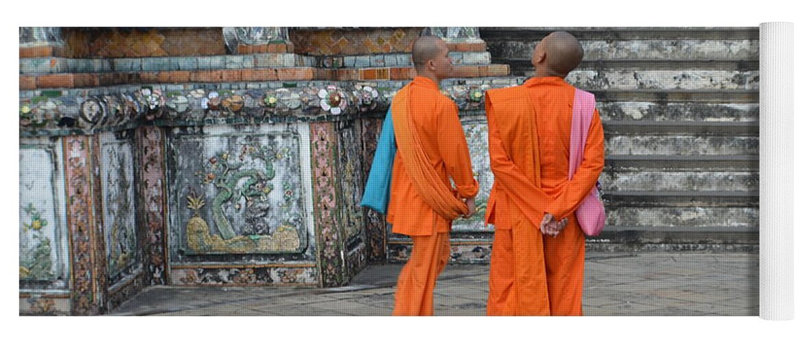 Michelle Meenawong Yoga Mat featuring the photograph Two Monks by Michelle Meenawong