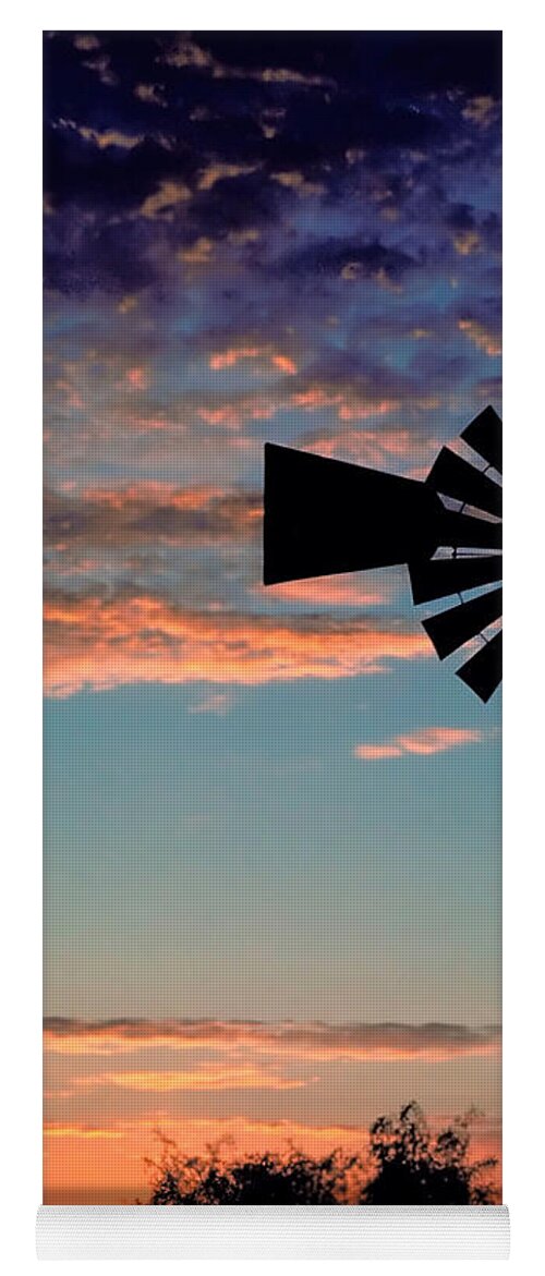 Windmill Yoga Mat featuring the photograph Windmill at Dawn by David and Carol Kelly