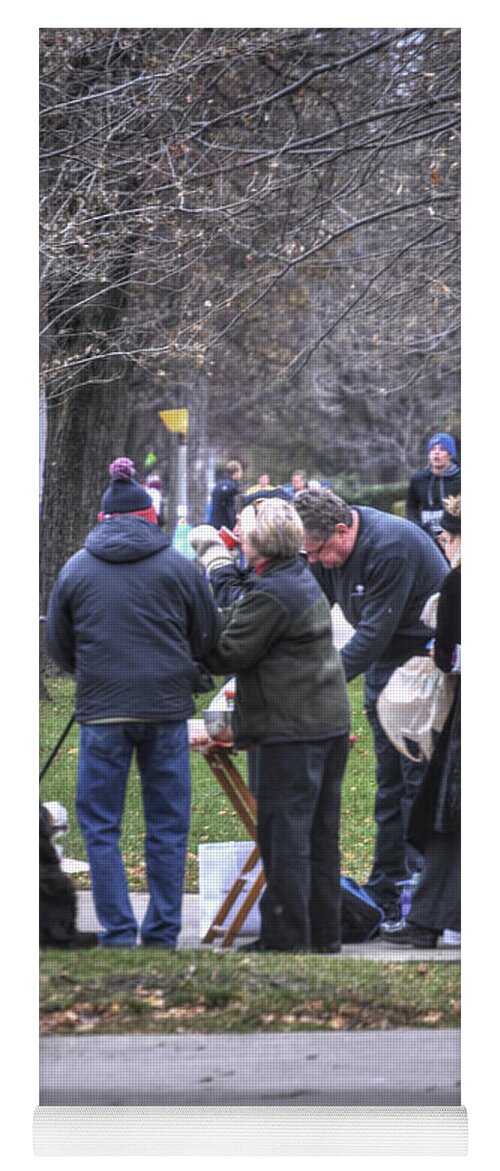 Michael Frank Jr Yoga Mat featuring the photograph 0010 Bloody Marys at the Turkey Trot 2014 by Michael Frank Jr