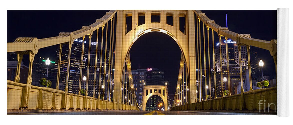 Pittsburgh Yoga Mat featuring the photograph 0304 Roberto Clemente Bridge Pittsburgh by Steve Sturgill