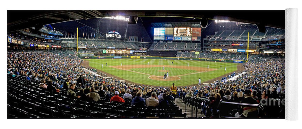 Safeco Yoga Mat featuring the photograph 0434 Safeco Field Panoramic by Steve Sturgill
