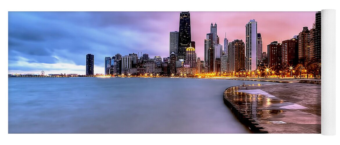 Chicago Yoga Mat featuring the photograph 0865 Chicago Sunrise by Steve Sturgill