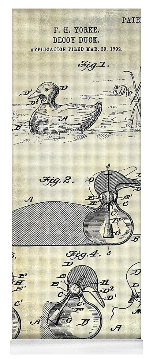 Duck Yoga Mat featuring the photograph 1902 Duck Decoy Patent Drawing by Jon Neidert