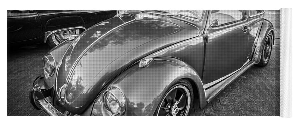 1970's Beetle Yoga Mat featuring the photograph 1971 Volkswagen Beetle Painted BW by Rich Franco