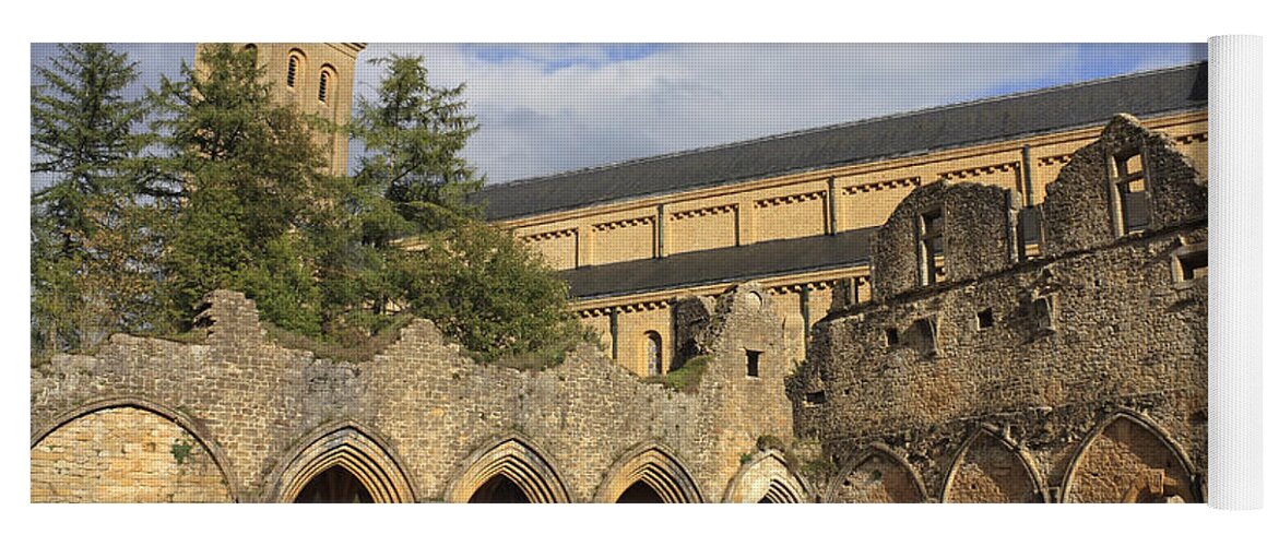 Abbaye D'orval Orval Abbey Is A Cistercian Monastery Founded In 1132 In Gaume Region Of Belgium Religion Religious Europe European Yoga Mat featuring the photograph Abbaye d'Orval Belgium by Julia Gavin