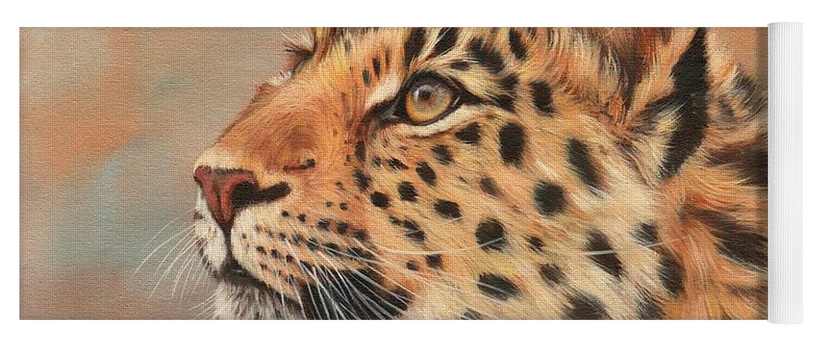 Leopard Yoga Mat featuring the painting Amur Leopard #1 by David Stribbling
