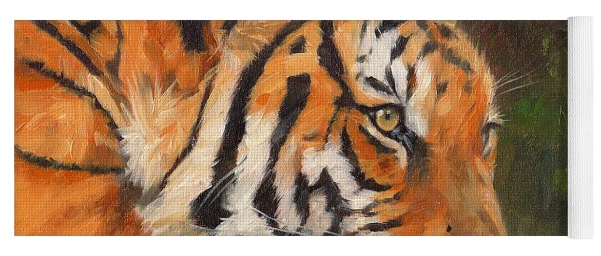 Tiger Yoga Mat featuring the painting Amur Tiger #3 by David Stribbling