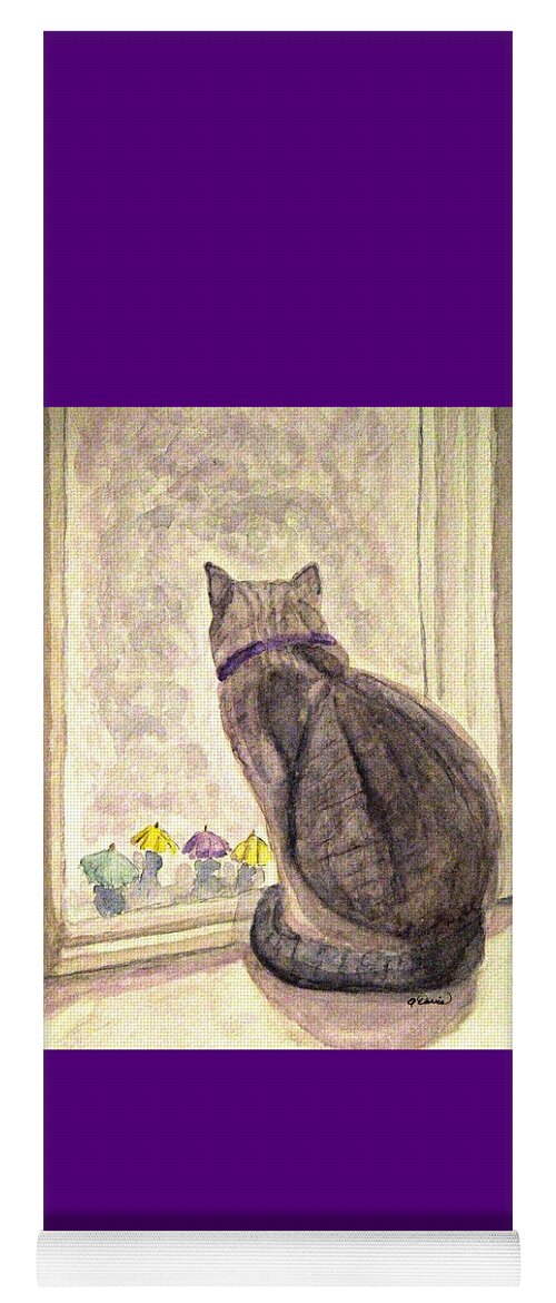 Cats Yoga Mat featuring the painting April Showers by Angela Davies