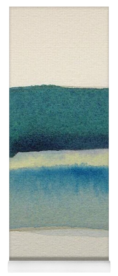 Abstract Yoga Mat featuring the painting Blue Rain by Vesna Antic