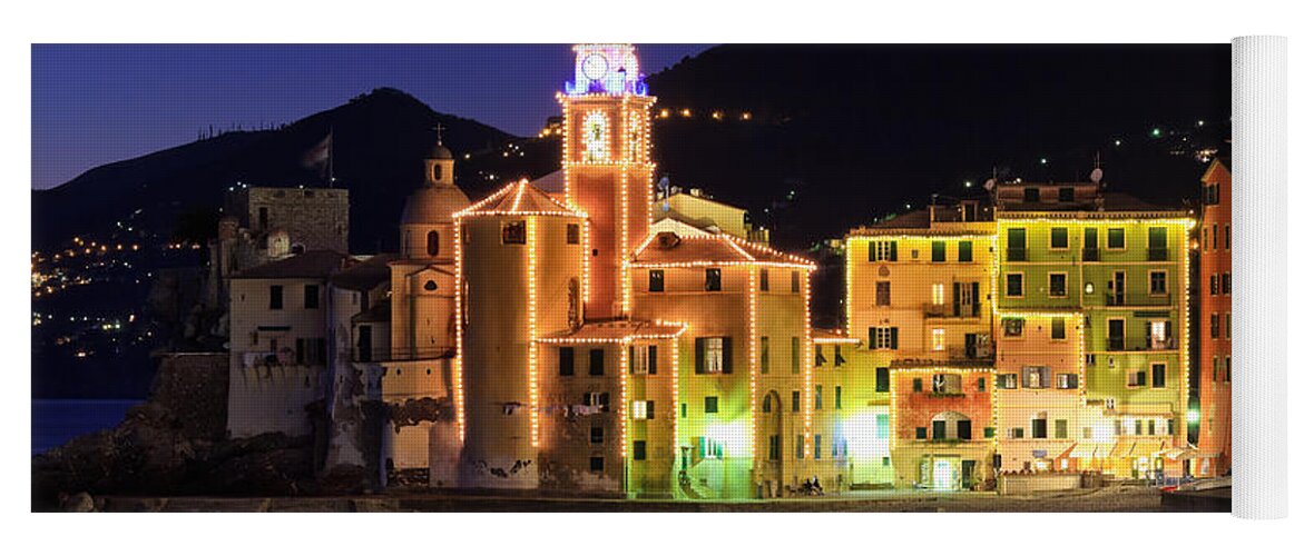 Ancient Yoga Mat featuring the photograph Camogli at evening #1 by Antonio Scarpi