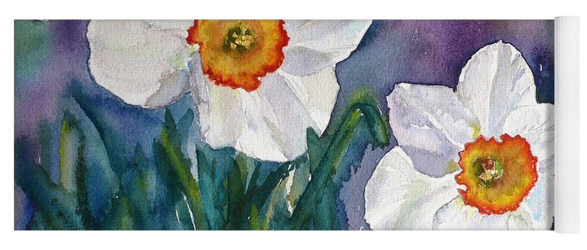  Fine Art Yoga Mat featuring the painting Daffodil Dream #1 by Anna Ruzsan