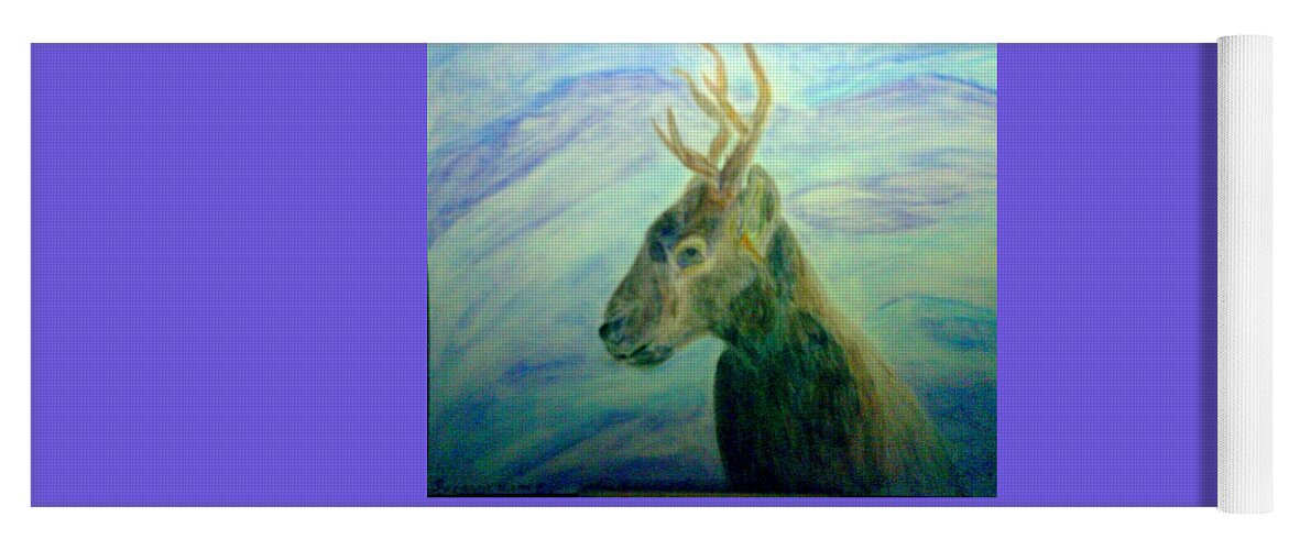 Deer Yoga Mat featuring the mixed media Deer at Home by Suzanne Berthier