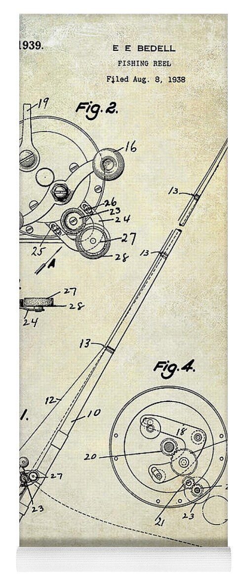 Fishing Reel Patent 1939 Yoga Mat by Jon Neidert - Pixels