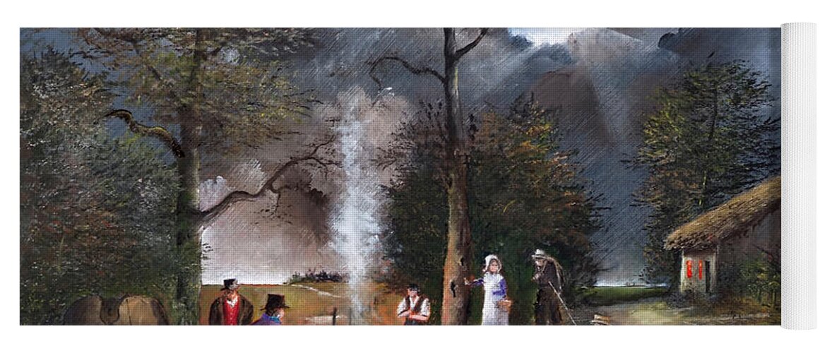 Countryside Yoga Mat featuring the painting Gathering At The Bull - England by Ken Wood