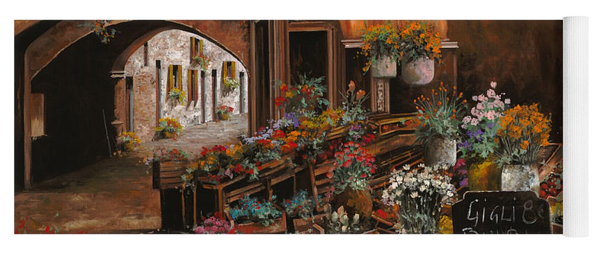 Flower Market Yoga Mat featuring the painting Il Mercato Dei Fiori by Guido Borelli