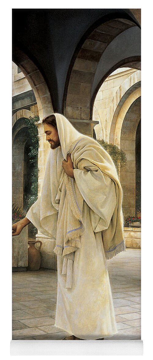 Jesus Yoga Mat featuring the painting In His Constant Care by Greg Olsen