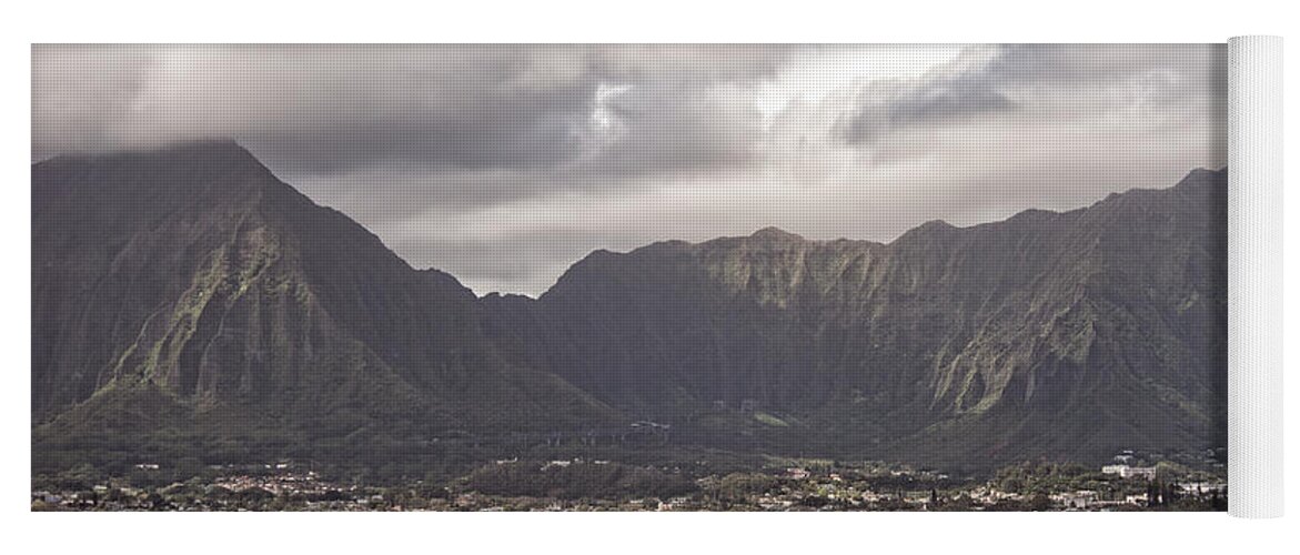 non-hdr Version Yoga Mat featuring the photograph Ko'olau and H-3 #1 by Dan McManus