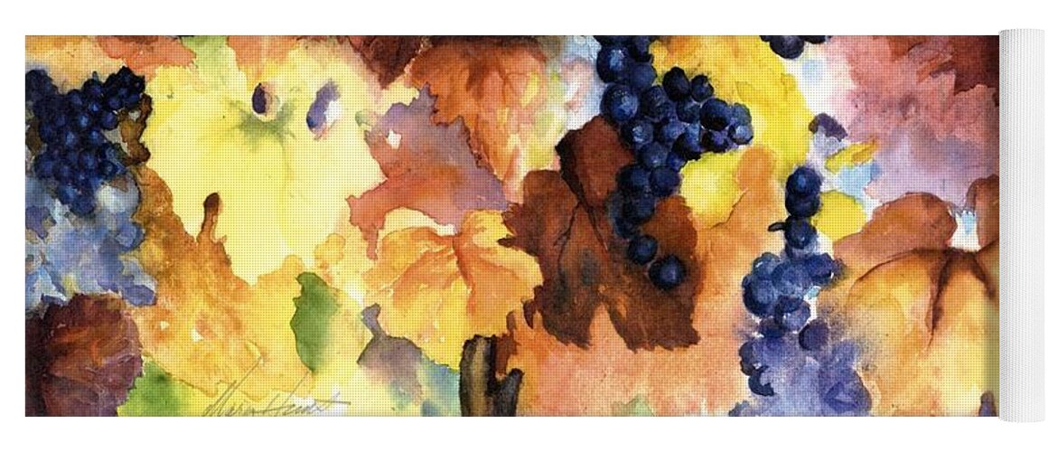 Grapes On The Vine Yoga Mat featuring the painting Late Harvest 3 by Maria Hunt