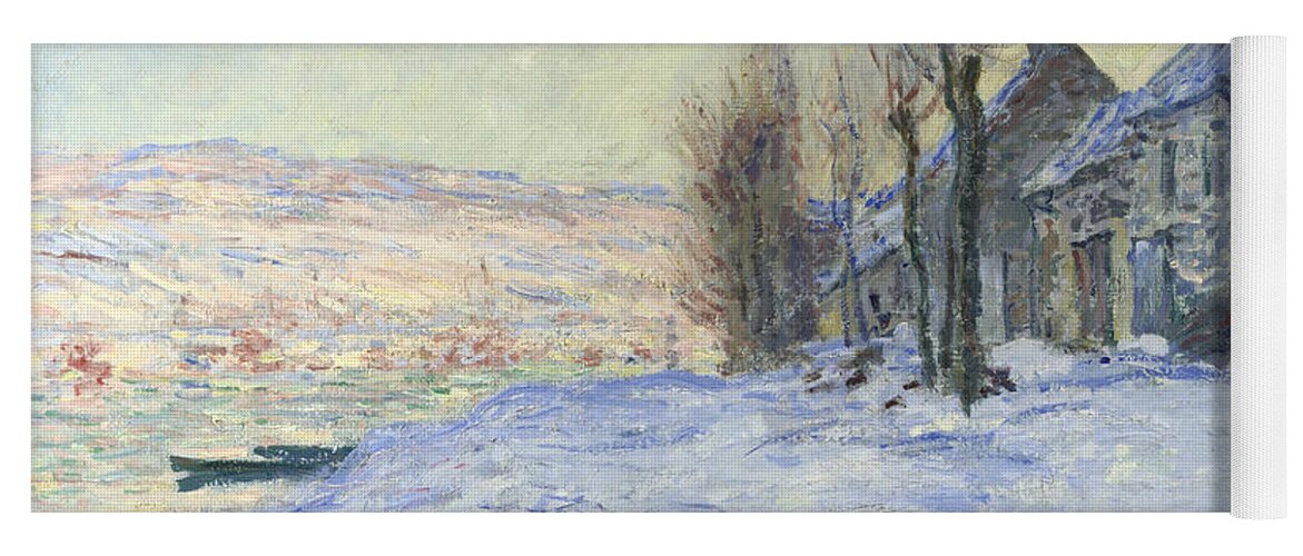 Claude Monet Yoga Mat featuring the painting Lavacourt under Snow #4 by Claude Monet