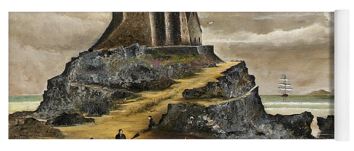 Countryside Yoga Mat featuring the painting Lindisfarne - England by Ken Wood