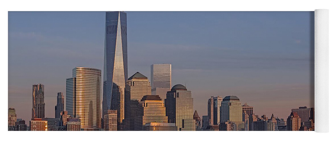 World Trade Center Yoga Mat featuring the photograph Lower Manhattan Skyline by Susan Candelario