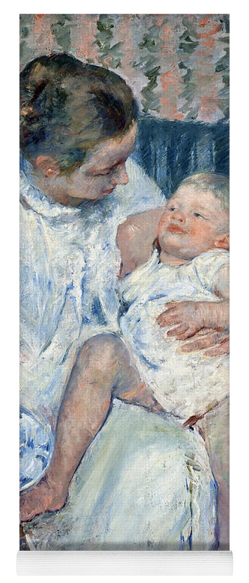 Mary Stevenson Cassatt Yoga Mat featuring the painting Mother About to Wash Her Sleepy Child #1 by Mary Stevenson Cassatt