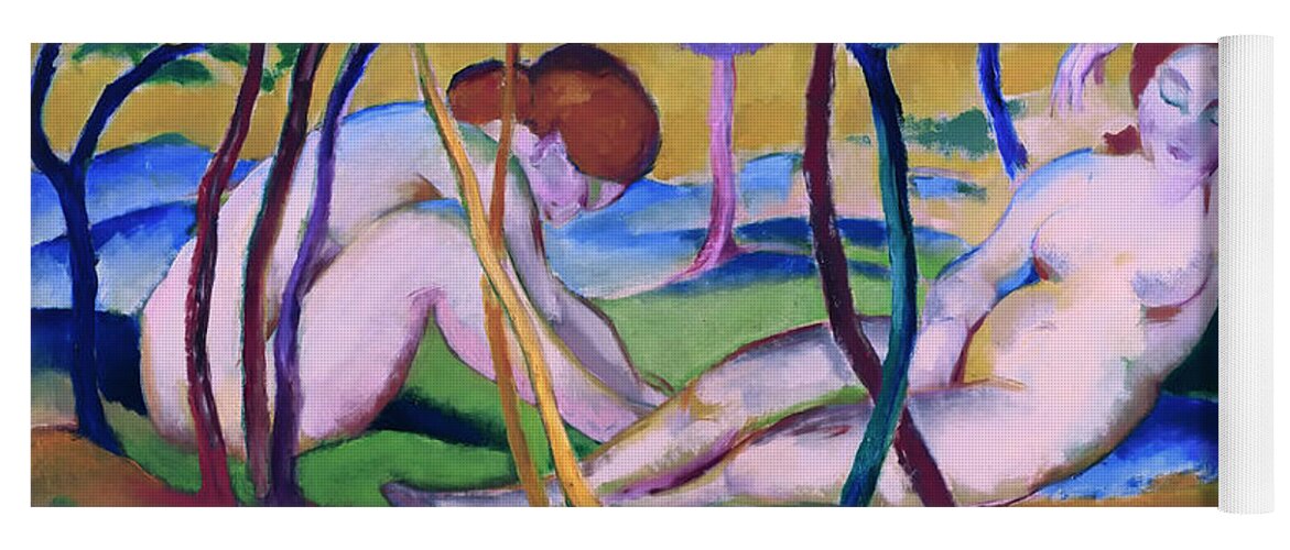 Painting Yoga Mat featuring the painting Nudes under Trees #1 by Mountain Dreams