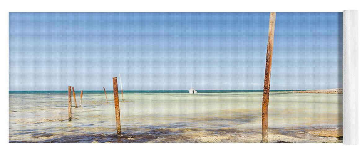 South Australia Yoga Mat featuring the photograph Ocean Poles #1 by THP Creative