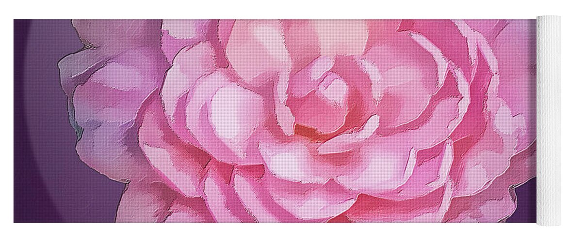 Camelia Yoga Mat featuring the digital art Pink Camelia by Frank Lee