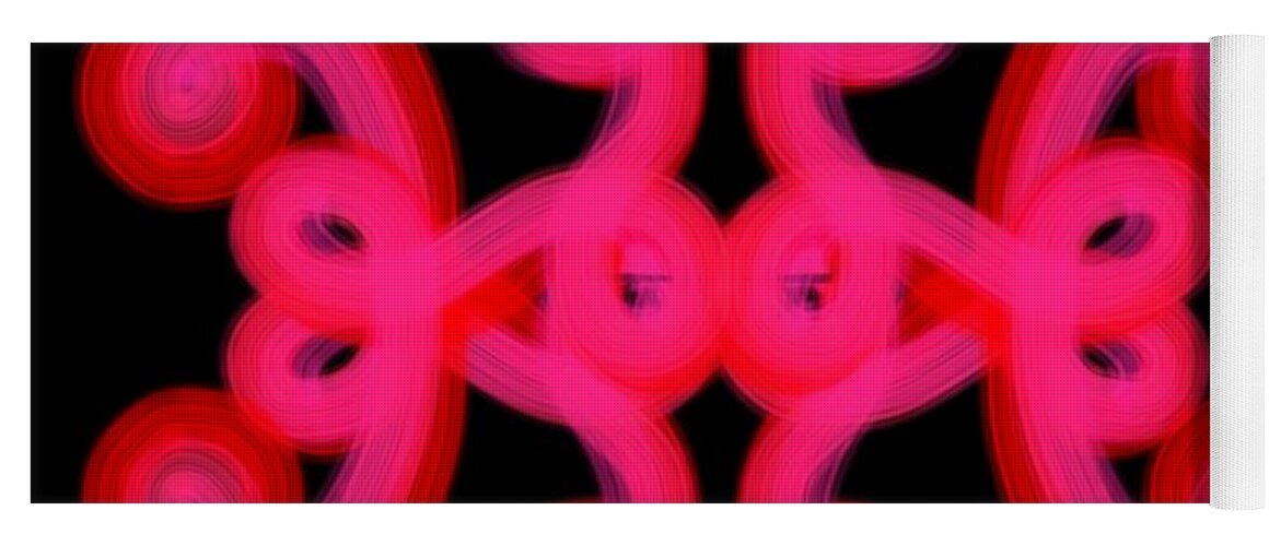 Graphic Yoga Mat featuring the digital art Pink Scroll #1 by Christine Fournier