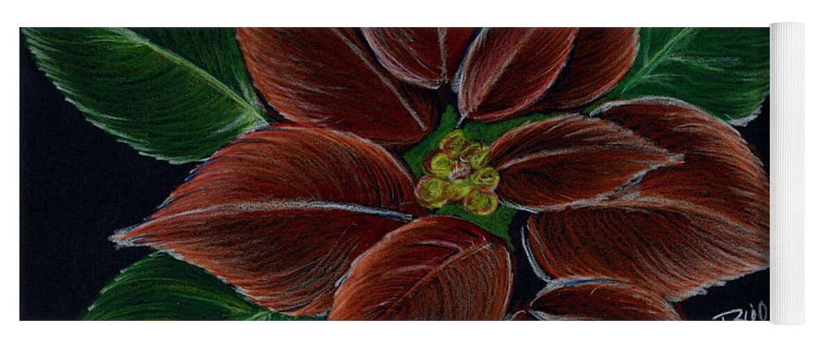 Christmas Yoga Mat featuring the drawing Poinsettias #1 by Bill Richards