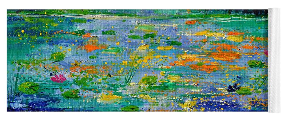 Landscape Yoga Mat featuring the painting Pond 454190 by Pol Ledent