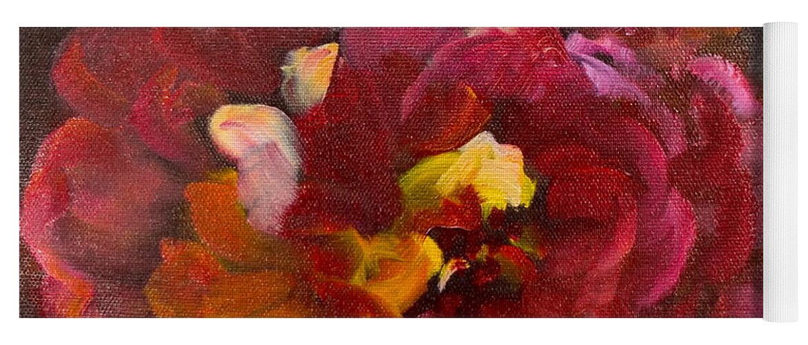 Botanical Yoga Mat featuring the painting Red Peony #3 by Jenny Lee