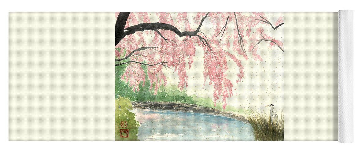 Cherry Blossom Yoga Mat featuring the painting Sakura II by Terri Harris