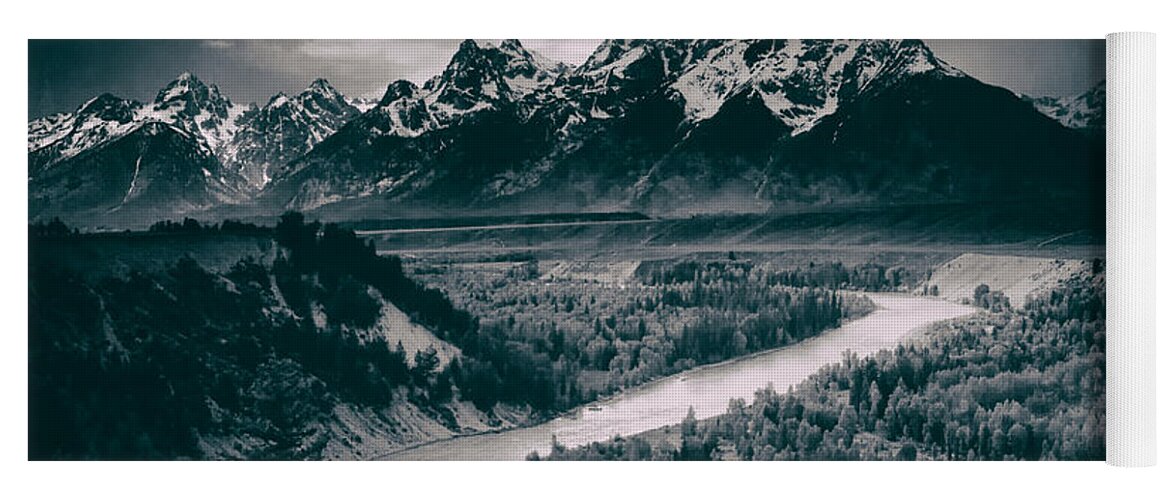 Ansel Adams Yoga Mat featuring the photograph Snake River in the Tetons - 1930s #1 by Mountain Dreams