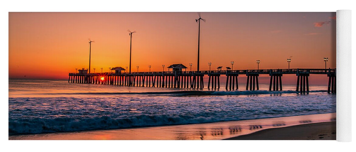Sunrise Yoga Mat featuring the photograph Sunrise at the Pier #1 by Stacy Abbott