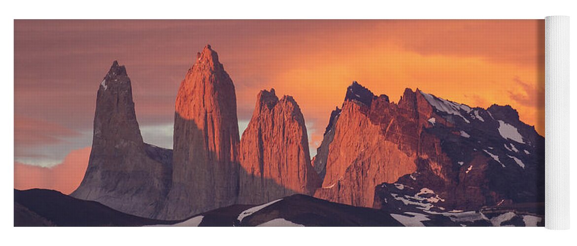 Feb0514 Yoga Mat featuring the photograph Sunrise Torres Del Paine Np Chile by Matthias Breiter
