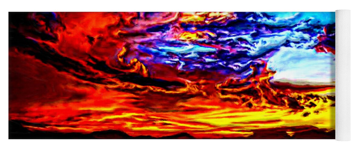 Sunset Yoga Mat featuring the painting Sunset in the Clouds #1 by Bruce Nutting