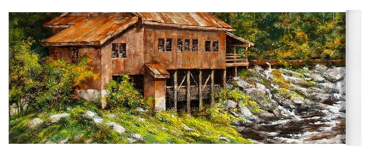 Grist Mill Yoga Mat featuring the painting The Grist Mill by Jim Gola