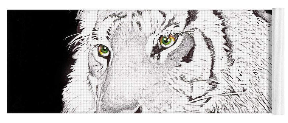 Tiger Yoga Mat featuring the drawing Tiger #1 by Bill Richards