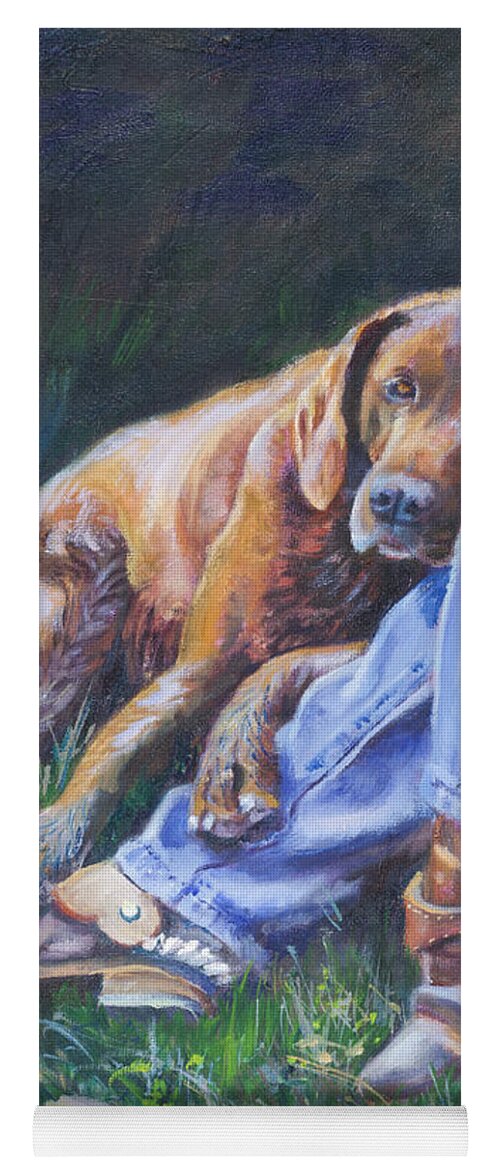 Dog Yoga Mat featuring the painting Tired by Page Holland