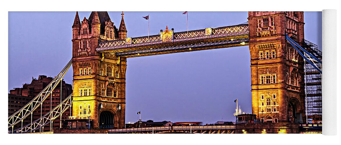 Tower Yoga Mat featuring the photograph Tower bridge in London at dusk 1 by Elena Elisseeva